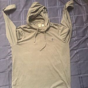 Polo Ralph Lauren Hoodie Shirt Mens Large Green Long Sleeve Lightweight Pony